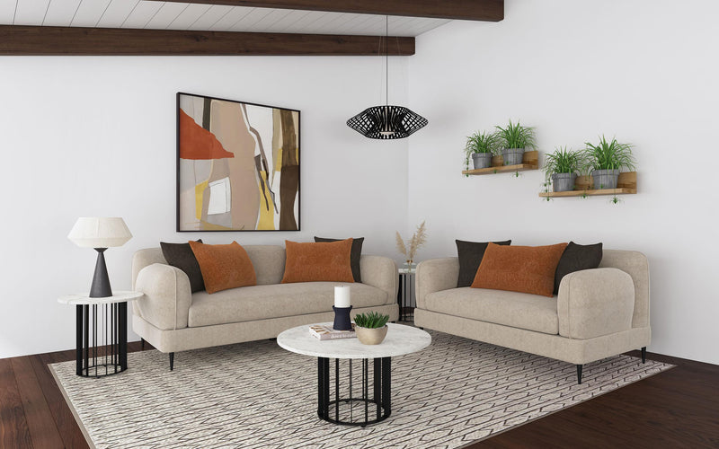 Jade Chenille Upholstered Sculpted Track Arm Sofa Latte - 509411
