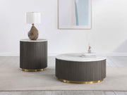 Jason 2-piece Round White Marble Coffee Table Set Charcoal - 710418-S2
