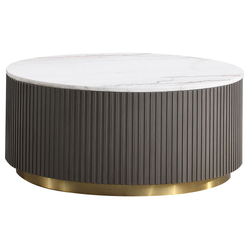 Jason 2-piece Round White Marble Coffee Table Set Charcoal - 710418-S2