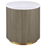 Jason 3-piece Round White Marble Coffee Table Set Greige - 711418-S3