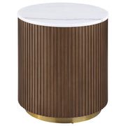 Jason 3-piece Round White Marble Coffee Table Set Honey Brown - 712418-S3