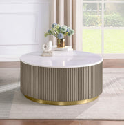 Jason Round White Marble Top Coffee Table Greige - 711418