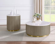 Jason Round White Marble Top Coffee Table Greige - 711418