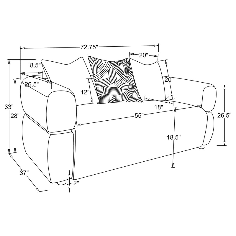 Jeanette 2-piece Fabric Upholstered Round Arm Sofa Set Beige - 508961-S2