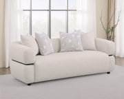 Jeanette 84-inch Fabric Upholstered Round Arm Sofa Beige - 508961