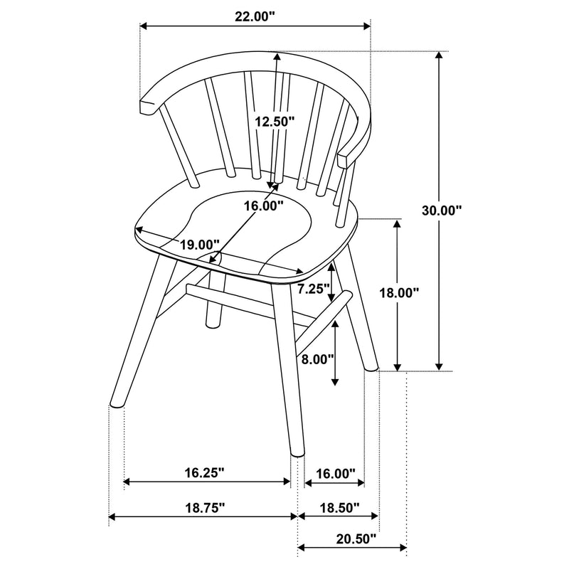 Jeffries Windsor Wood Dining Side Chair Walnut (Set of 2) - 107202WAL