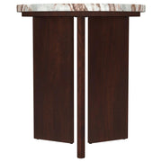 Jenna Round Marble Top Mango Wood Side End Table Brown - 706167