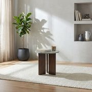 Jenna Round Marble Top Mango Wood Side End Table Brown - 706167