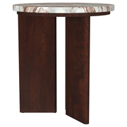 Jenna Round Marble Top Mango Wood Side End Table Brown - 706167