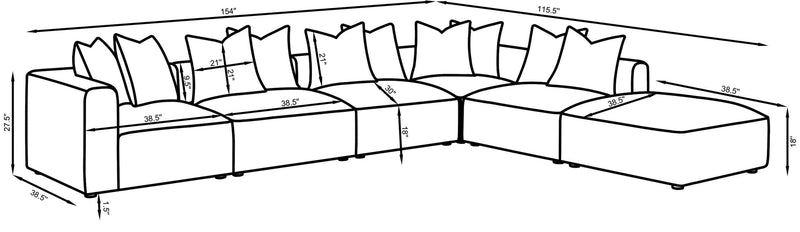 Jennifer 6-piece Upholstered Modular Sectional Terracotta - 551591-SET