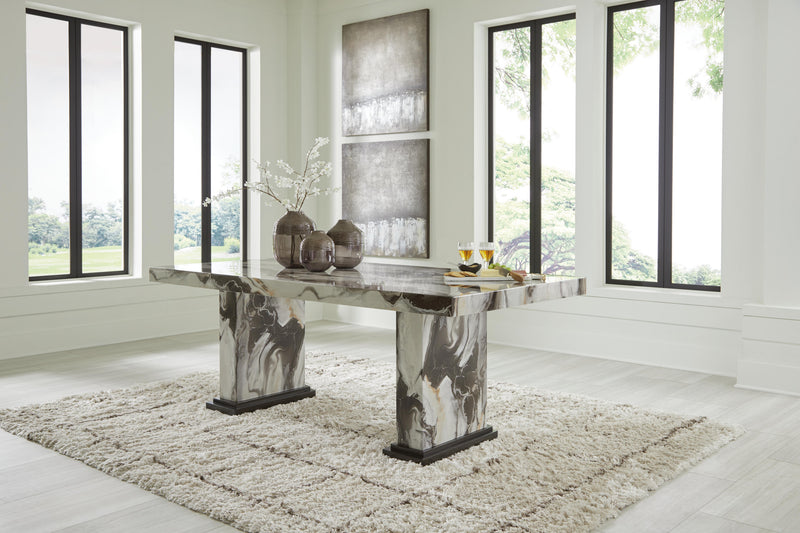 Jeshina Dark Brown Dining Table and 6 Chairs - PCD581D5