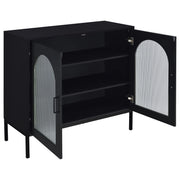 Jess 2-door Arched Fluted Glass Accent Cabinet Black - 950420