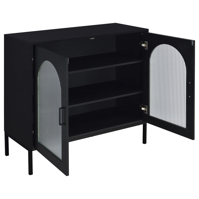 Jess 2-door Arched Fluted Glass Accent Cabinet Black - 950420