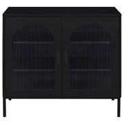 Jess 2-door Arched Fluted Glass Accent Cabinet Black - 950420