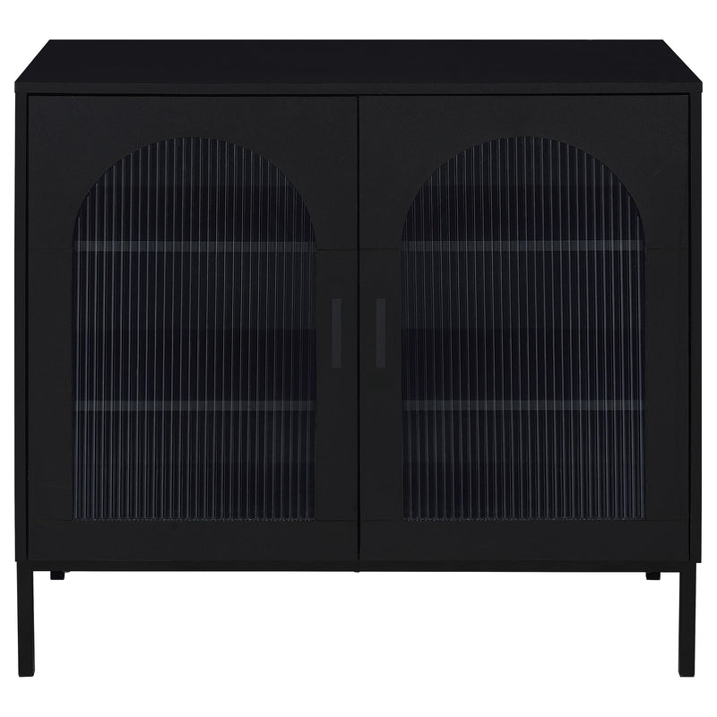 Jess 2-door Arched Fluted Glass Accent Cabinet Black - 950420