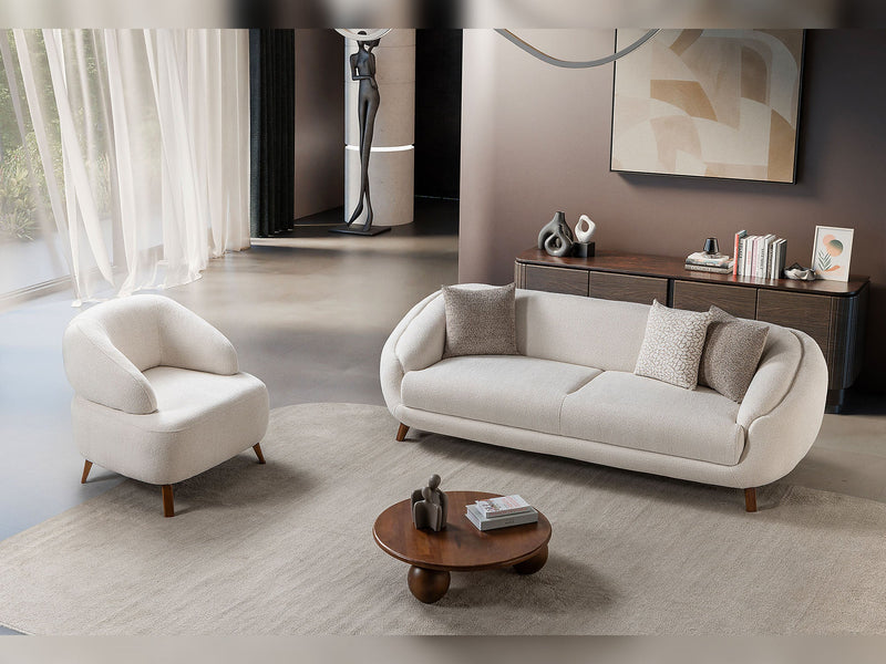 Jesse Chair - Walnut in Cream - 200-ST-SOFT03-WL-B