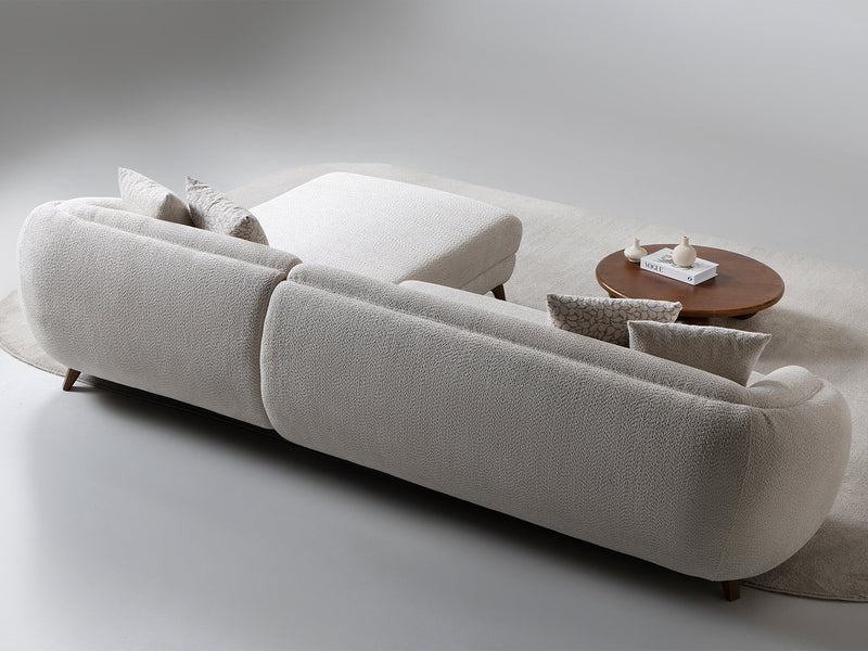 Jesse Sectional Sofa - Walnut in Cream - 200-ST-JES-İSTANBUL01-WAL-S