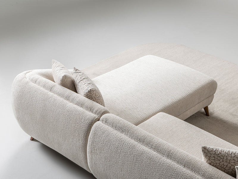Jesse Sectional Sofa - Walnut in Cream - 200-ST-JES-İSTANBUL01-WAL-S