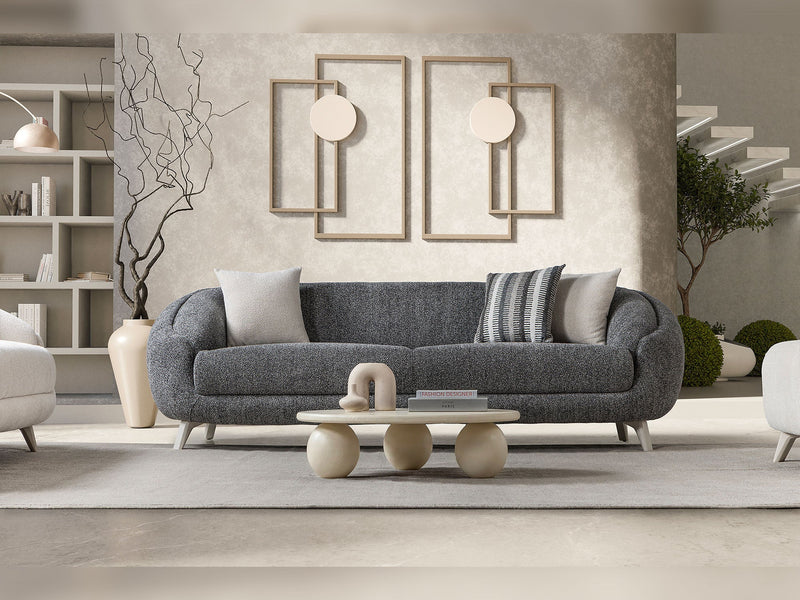 Jesse Stationary Sofa - Cream in Cream - 200-ST-SOFT03-CR-3
