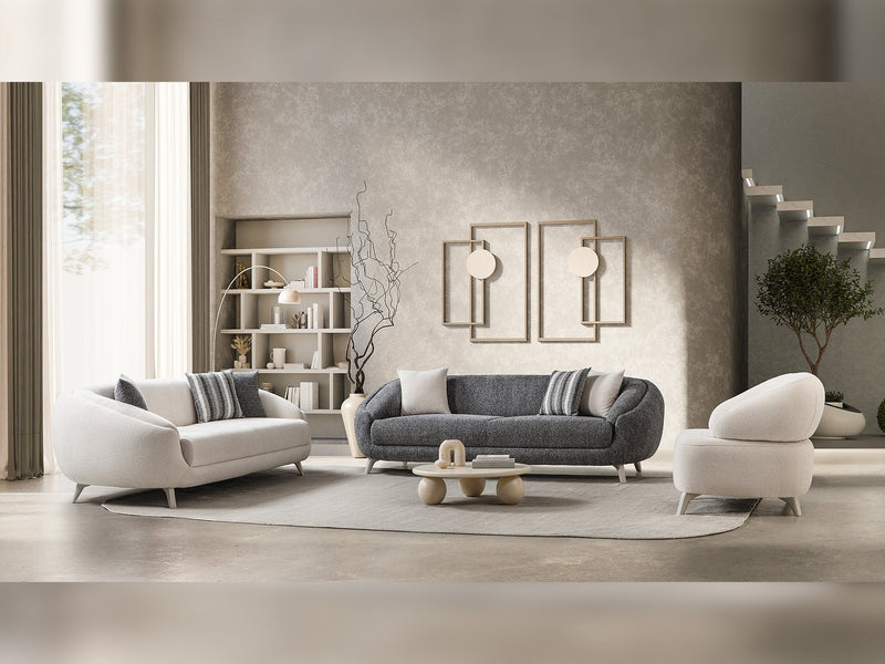 Jesse Stationary Sofa - Walnut in Cream - 200-ST-SOFT03-WL-3