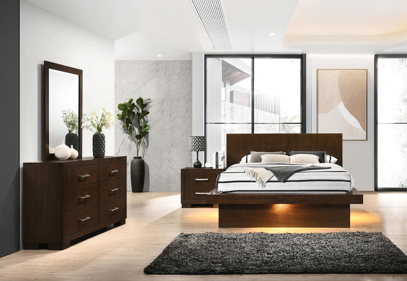 Jessica 4-piece Queen LED Bedroom Set Cappuccino - 200711Q-S4