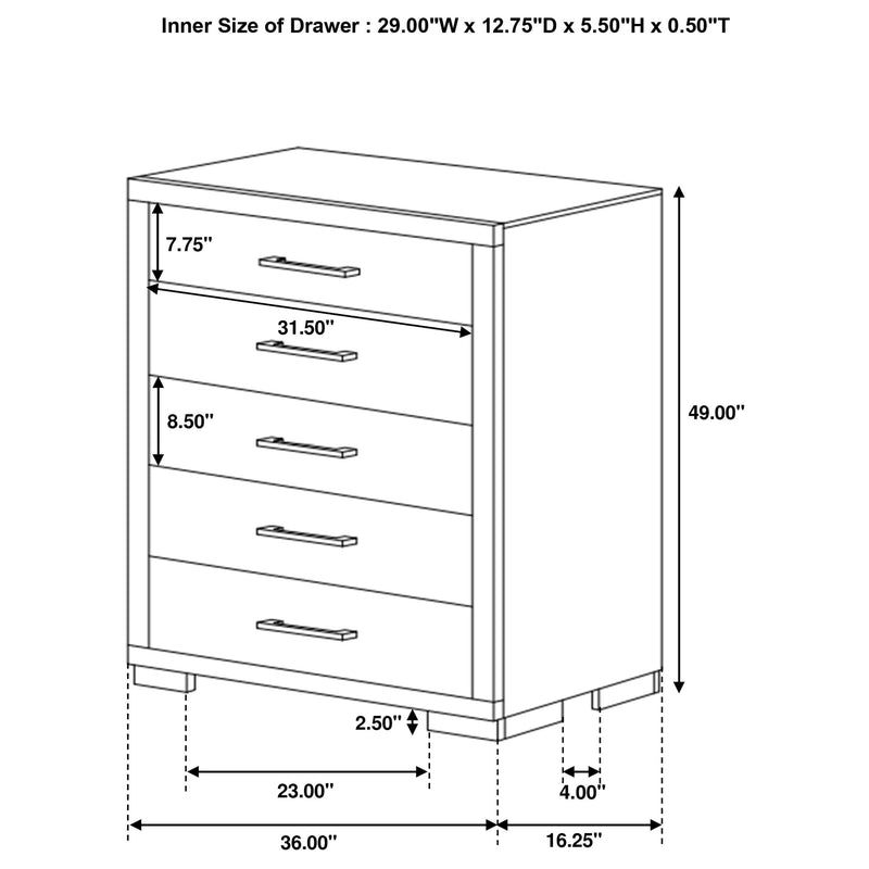 Jessica 5-piece California King Bedroom Set Cappuccino - 200719KW-S5