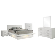 Jessica 5-piece Eastern King LED Bedroom Set Snow White - 202990KE-S5