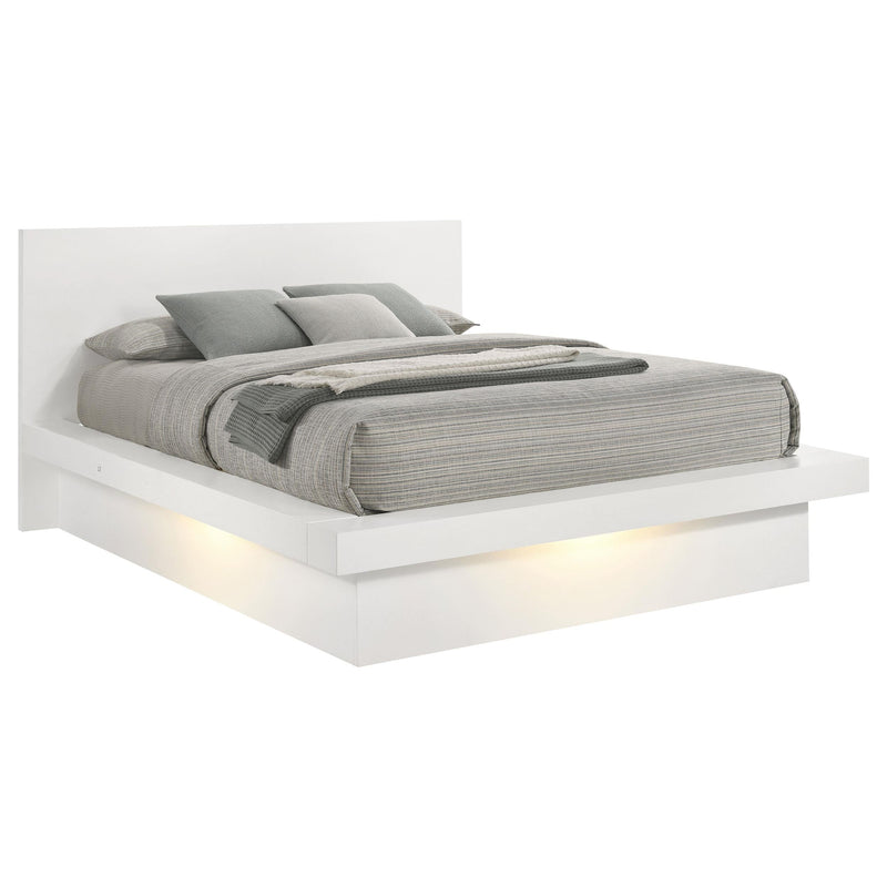 Jessica Wood Eastern King LED Panel Bed Snow White - 202990KE