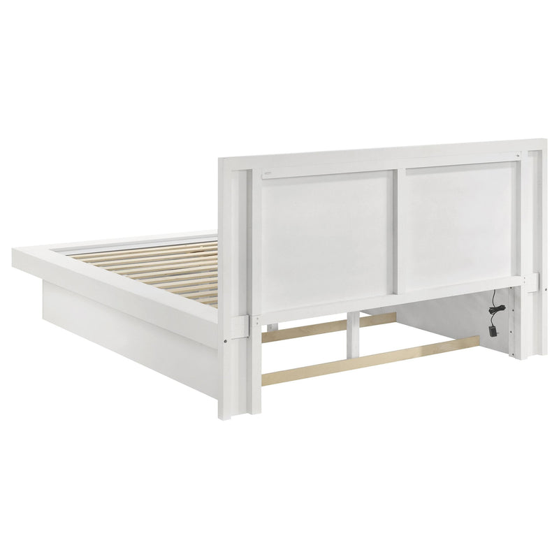 Jessica Wood Queen LED Panel Bed Snow White - 202990Q