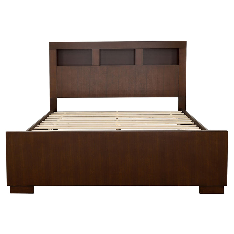 Jessica Wood Queen LED Storage Bookcase Bed Cappuccino - 200719Q