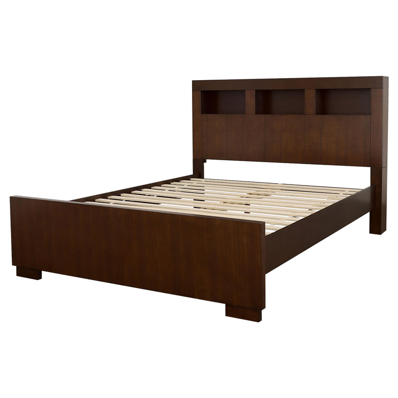 Jessica Wood Queen LED Storage Bookcase Bed Cappuccino - 200719Q