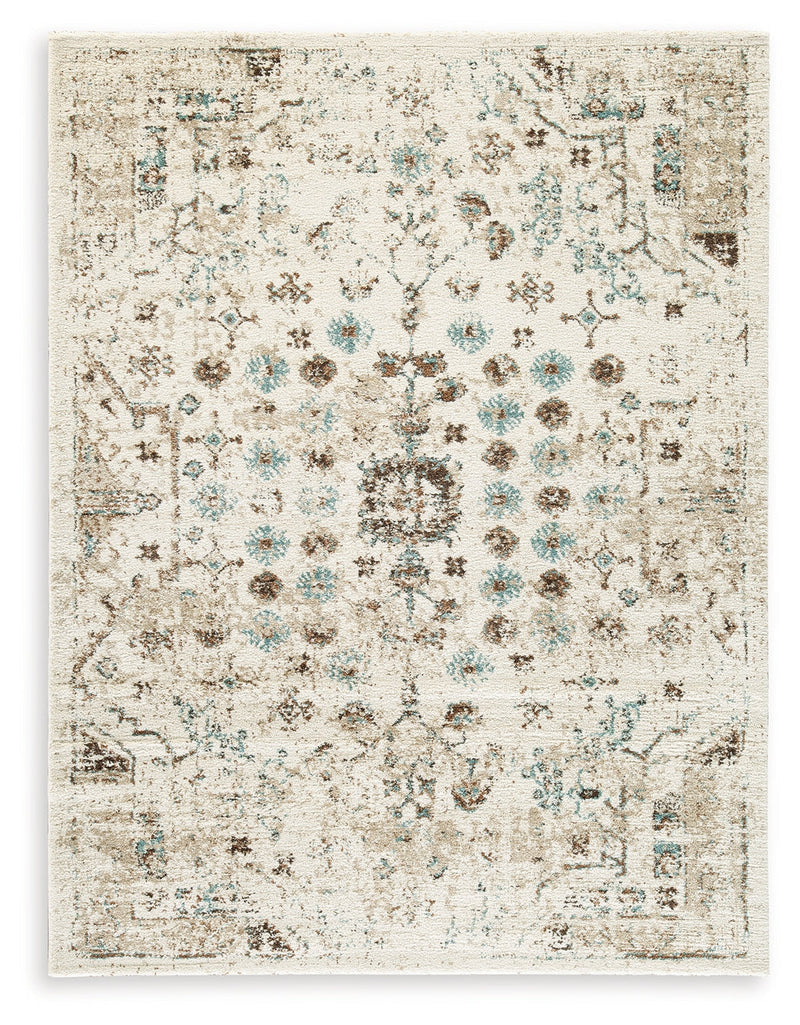 Jossler Ivory/Brown/Teal Large Rug - R407071