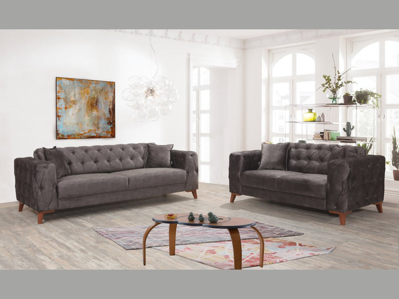Joza 65" Wide Tufted Extendable Loveseat - Loveseat