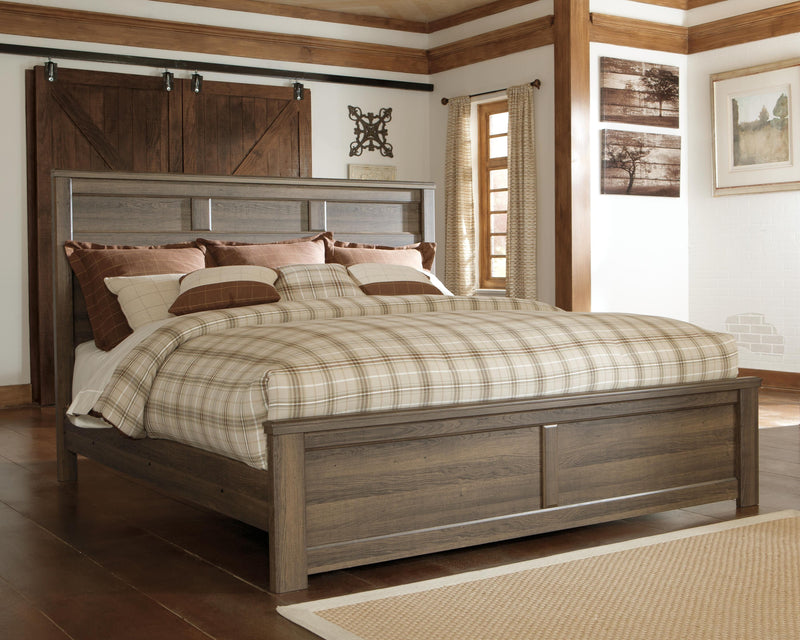 Juararo Dark Brown King Panel Bed and 2 Nightstands - B251B45