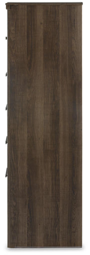 Juararo Dark Brown King Poster Bed, Chest and Nightstand - B251B34