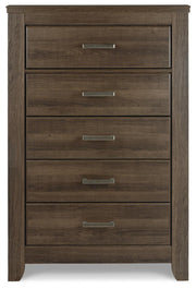 Juararo Dark Brown King Poster Bed, Chest and Nightstand - B251B34