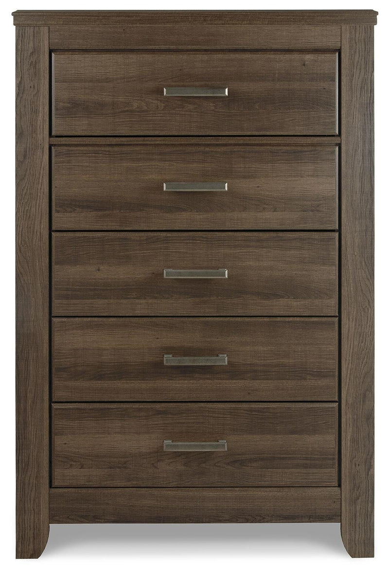Juararo Dark Brown King Poster Bed, Chest and Nightstand - B251B34