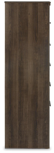 Juararo Dark Brown King Poster Bed, Dresser, Chest and Nightstand - B251B35