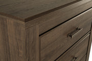 Juararo Dark Brown King Poster Bed, Dresser, Chest and Nightstand - B251B35