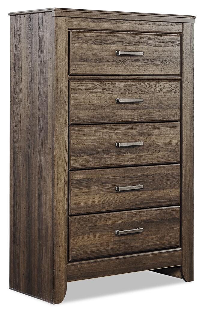 Juararo Dark Brown King Poster Bed, Dresser, Chest and Nightstand - B251B35