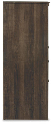 Juararo Dark Brown Queen Poster Bed, 2 Dressers, Mirror and 2 Nightstands - B251B41
