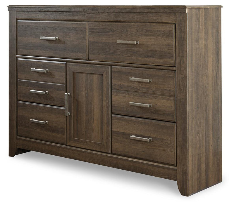 Juararo Dark Brown Queen Poster Bed, 2 Dressers, Mirror and 2 Nightstands - B251B41