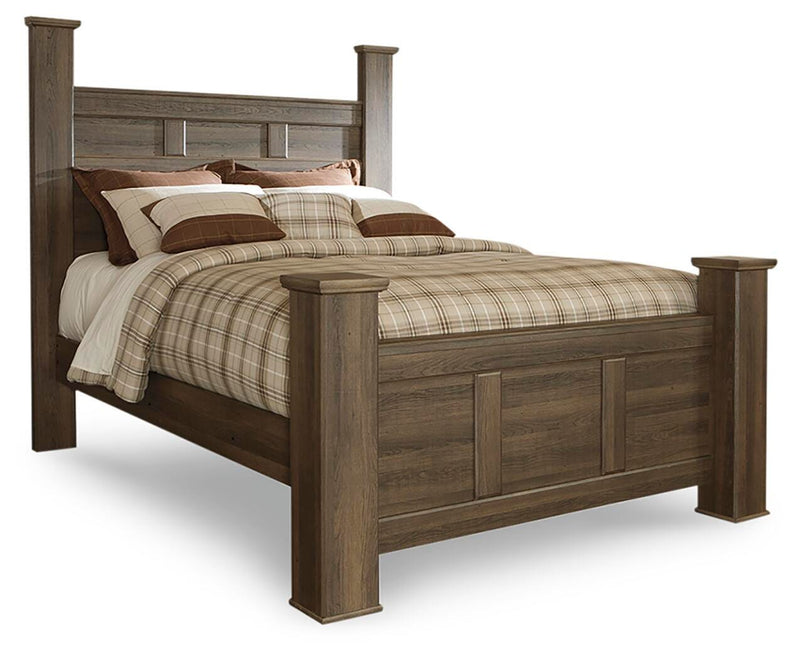 Juararo Dark Brown Queen Poster Bed and 2 Chests - B251B29