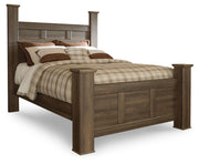 Juararo Dark Brown Queen Poster Bed, Dresser and Chest - B251B44
