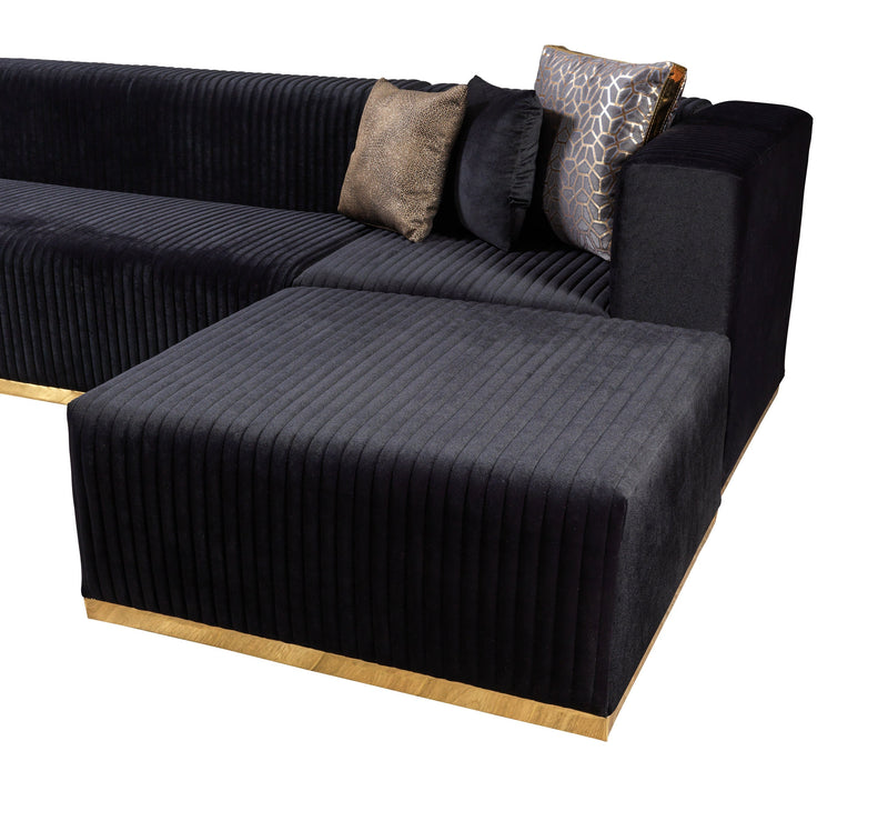 Juliana Black Velvet 4 - Piece Sectional - DMV FurnitureSectional