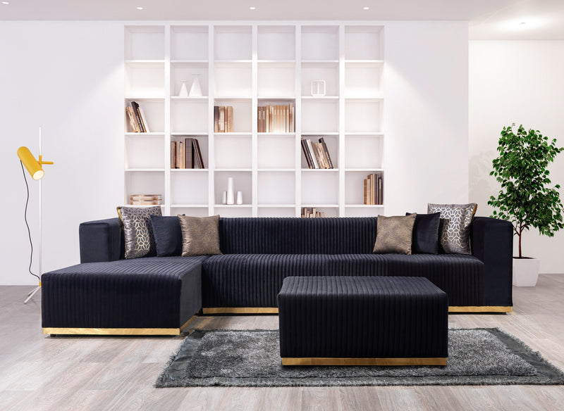 Juliana Black Velvet 4 - Piece Sectional - DMV FurnitureSectional