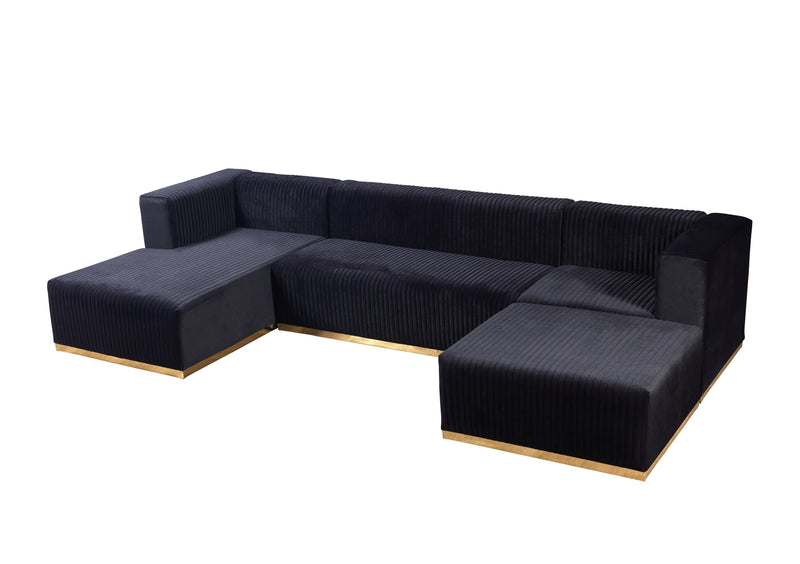 Juliana Black Velvet 4 - Piece Sectional - DMV FurnitureSectional