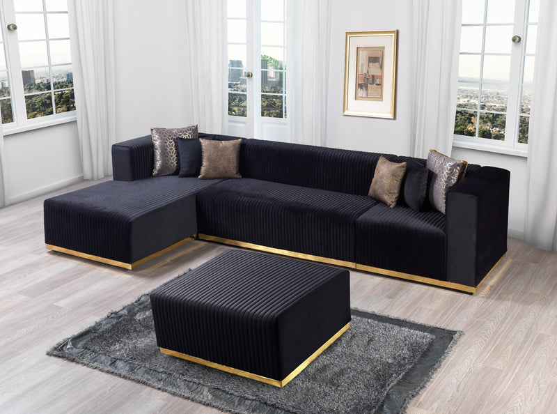 Juliana Black Velvet 4 - Piece Sectional - DMV FurnitureSectional
