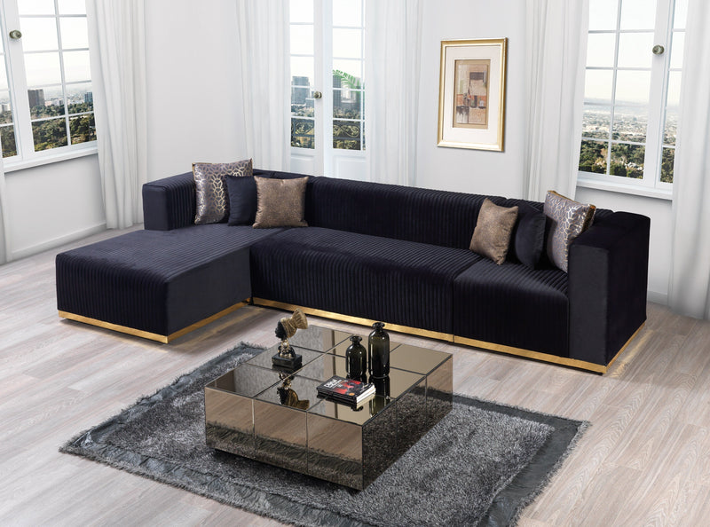 Juliana Black Velvet 4 - Piece Sectional - DMV FurnitureSectional