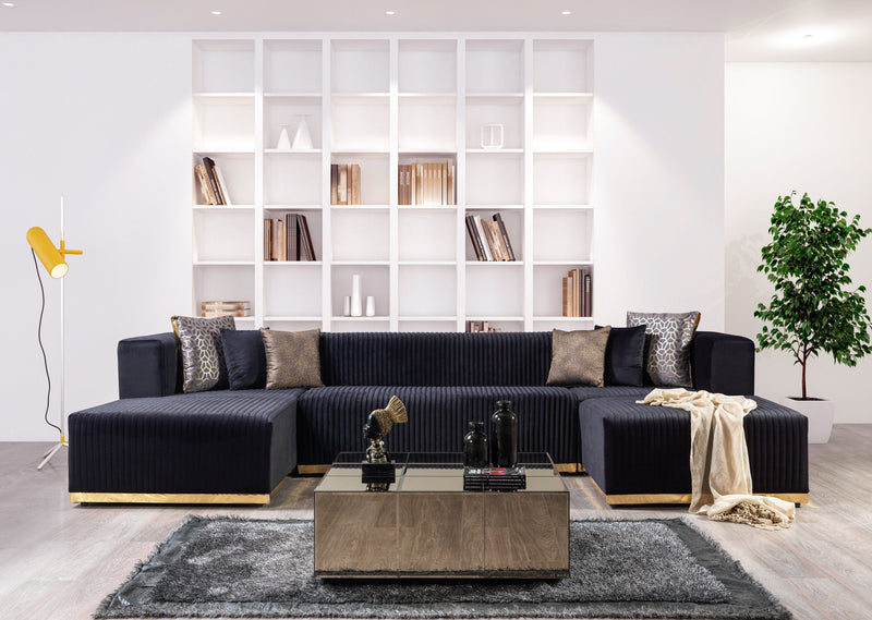 Juliana Black Velvet 4 - Piece Sectional - DMV FurnitureSectional